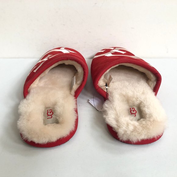 UGG SCUFF LOGO RED WHITE SLIP ON SLIPPER US 8 / EU 41 / UK 7